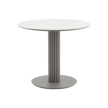 Стол круглый Терралино D90 верх керамика белый матовый, основание металл латте
