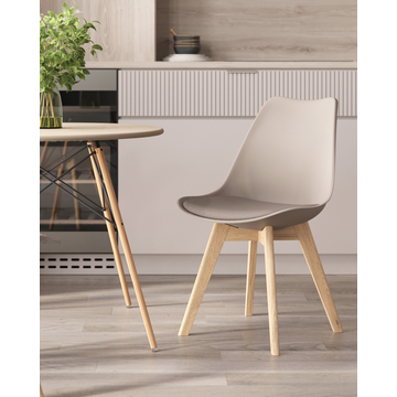 Стул FRANKFURT бежевый пластик ножки дерево