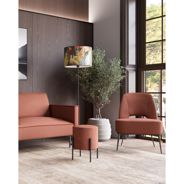 Кресло лаунж Бостон велюр рельефный коралловый