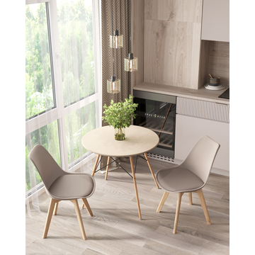 Стул FRANKFURT бежевый пластик ножки дерево