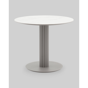 Стол круглый Терралино D90 верх керамика белый матовый, основание металл латте