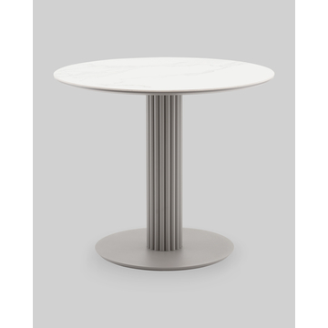 Стол круглый Терралино D90 верх керамика белый матовый, основание металл латте