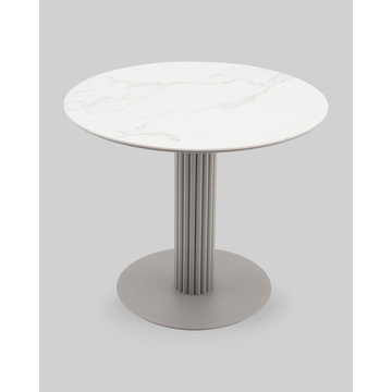 Стол круглый Терралино D90 верх керамика белый матовый, основание металл латте