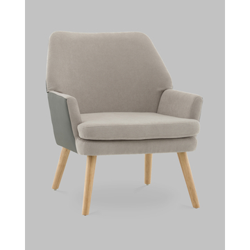 Кресло Харви серый с серой экокожей деревянные ножки