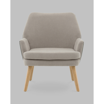 Кресло Харви серый с серой экокожей деревянные ножки