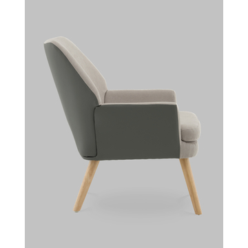 Кресло Харви серый с серой экокожей деревянные ножки