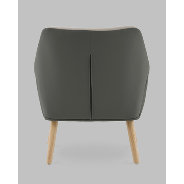 Кресло Харви серый с серой экокожей деревянные ножки