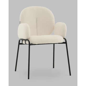 Стул с подлокотниками Моллек букле молочный