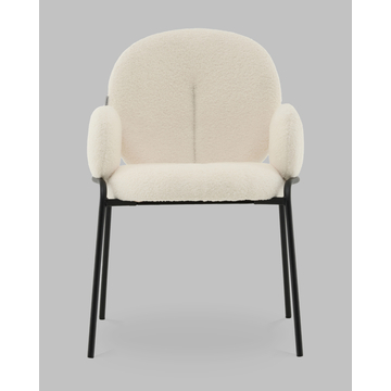 Стул с подлокотниками Моллек букле молочный