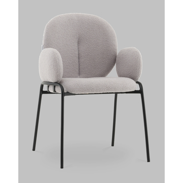 Стул с подлокотниками Моллек букле светло-серый