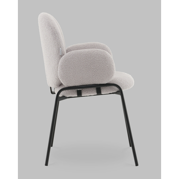 Стул с подлокотниками Моллек букле светло-серый