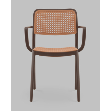 Стул Yona пластиковый с подлокотниками коричневый