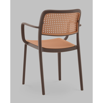 Стул Yona пластиковый с подлокотниками коричневый