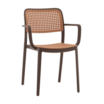 Стул Yona пластиковый с подлокотниками коричневый