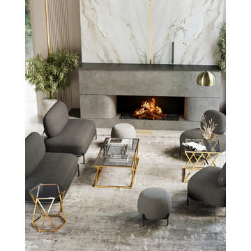 Журнальный стол 55*55 ИНСИГНИЯ золото стекло smoke