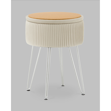 Пуф-столик Астор бежевый серебряные ножки