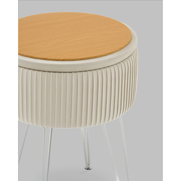 Пуф-столик Астор бежевый серебряные ножки