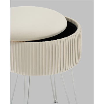 Пуф-столик Астор бежевый серебряные ножки