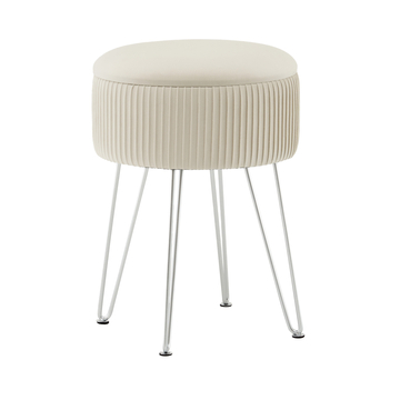 Пуф-столик Астор бежевый серебряные ножки