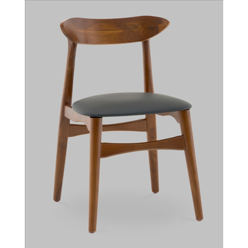 Стул Вудсимпл каркас дерево цвет темный орех экокожа черный