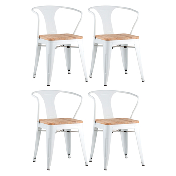 Стул TOLIX ARM WOOD белый глянцевый + светлое дерево 4 шт.