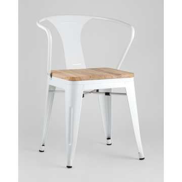 Стул TOLIX ARM WOOD белый глянцевый + светлое дерево 4 шт.