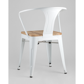 Стул TOLIX ARM WOOD белый глянцевый + светлое дерево 4 шт.