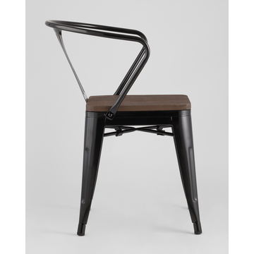 Стул TOLIX ARM WOOD черный глянцевый + темное дерево 4 шт.