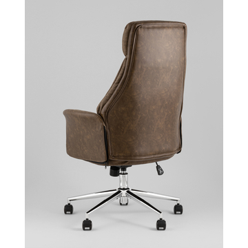 Кресло офисное TopChairs Neoma коричневый экокожа ткань