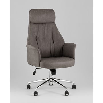 Кресло офисное TopChairs Neoma серый экокожа