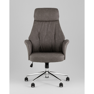 Кресло офисное TopChairs Neoma серый экокожа