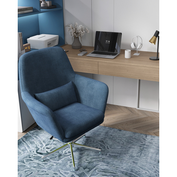 Кресло мягкое Рон синий крутящиеся на одной ножке