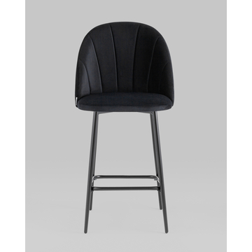 Стул полубарный Логан велюр черный на черных ножках