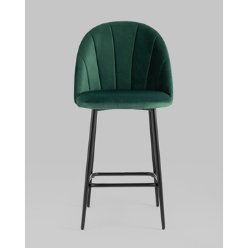 Стул полубарный Логан велюр зелёный на черных ножках
