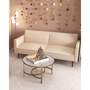 Диван прямой Кассель велюр рельефный молочный