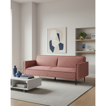 Диван прямой Кассель велюр рельефный коралловый