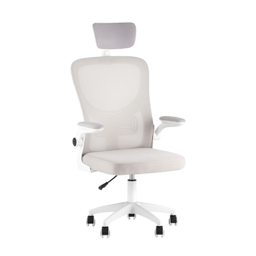 Кресло офисное TopChairs Core серый с подголовником пластик белый