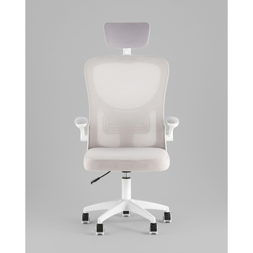 Кресло офисное TopChairs Core серый с подголовником пластик белый