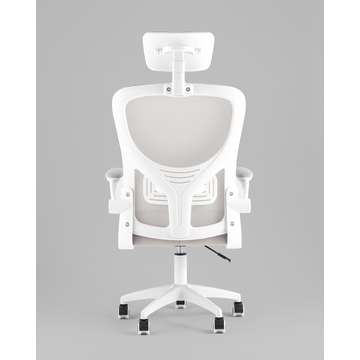 Кресло офисное TopChairs Core серый с подголовником пластик белый