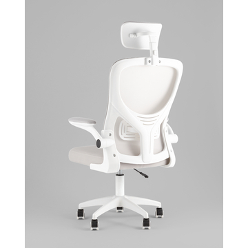 Кресло офисное TopChairs Core серый с подголовником пластик белый