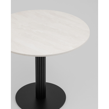 Стол круглый Фризбин D90 столешница ледяной камень основание металл черный