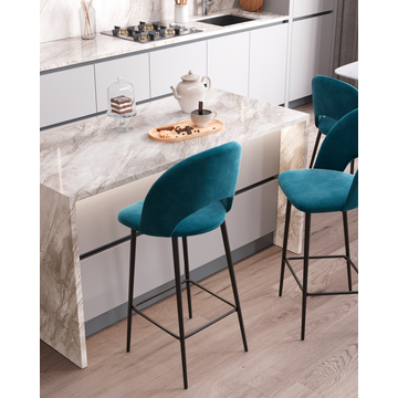 Стул барный Меган SN велюр пыльно-синий
