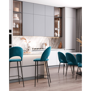 Стул барный Меган SN велюр пыльно-синий