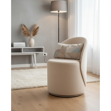 Пуф Loreen со спинкой вращающийся велюр молочный