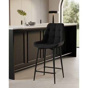 Стул полубарный Флекс с поворотным механизмом велюр черный