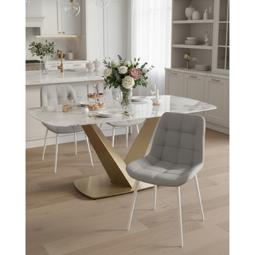 Стул Флекс N светло-серый белые ножки