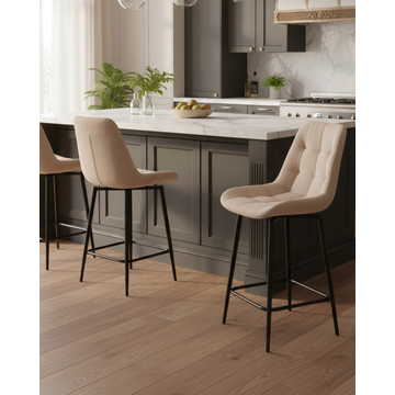 Стул полубарный Флекс с поворотным механизмом велюр бежевый