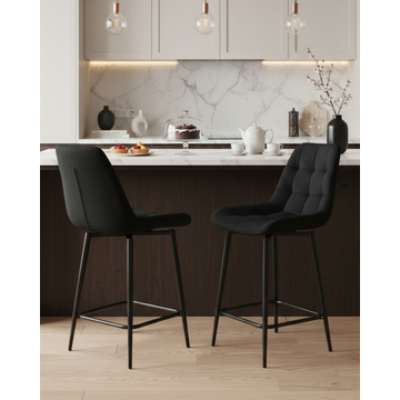 Стул полубарный Флекс с поворотным механизмом велюр черный