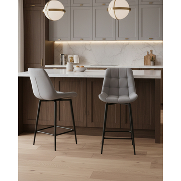 Стул полубарный Флекс с поворотным механизмом велюр велютто серый