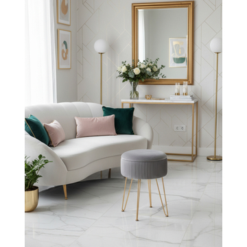 Пуф-столик Астор серый на высоких золотых ножках